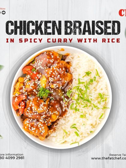 A perfect fusion of heat and comfort. Our Chicken Braised in Spicy Curry is served with fluffy rice, creating a wholesome and flavorful meal.