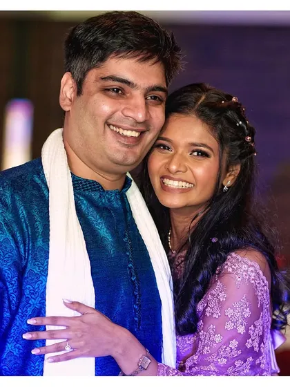The cutest and most fun couple! A happy portrait from Pooja and Rishi's engagement.