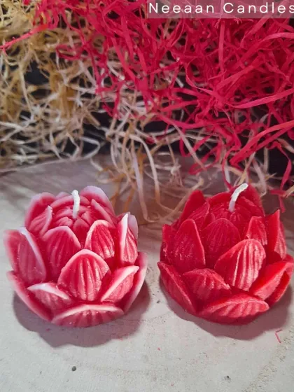 Our floral carved candles are as unique as your bond. These two red lotus-shaped candles are thoughtful, beautiful, and full of warmth.