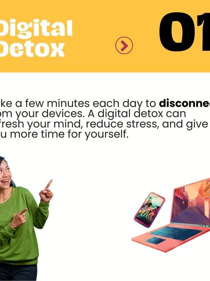 Tip 1: Practice a digital detox to refresh your mind and reduce stress.