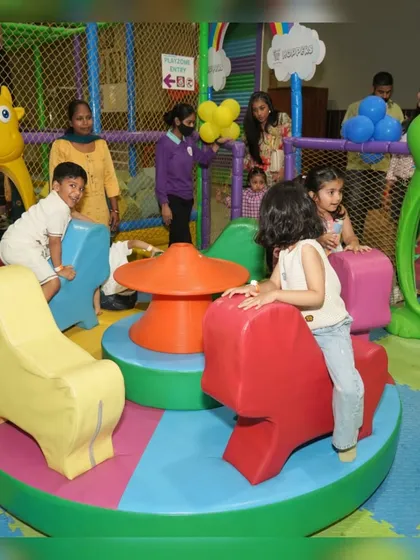 All aboard the soft-play merry-go-round. This gentle ride is a favorite in our toddler zone, perfect for little ones to enjoy.