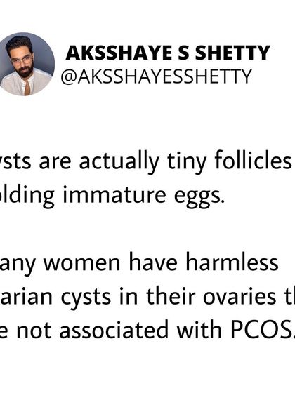 In the context of PCOS, the "cysts" seen on an ultrasound are actually tiny follicles that hold immature eggs. It's important to know that many women have harmless ovarian cysts that are not related to PCOS at all.