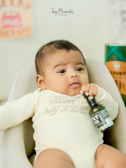 "I'll have another milk, on the rocks." This funny themed photo captures a unique personality and is sure to make everyone smile.