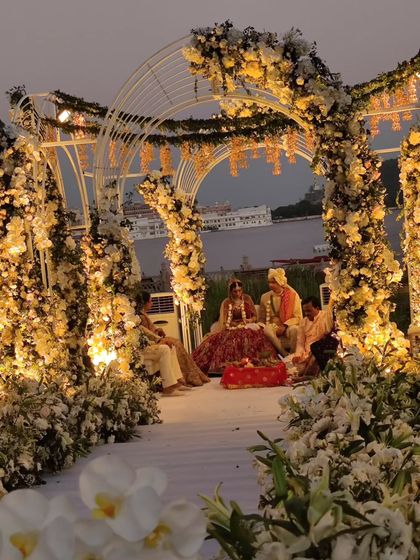 A closer look at the stunning floral mandap at The Oberoi Udaivilas. We are proud to be part of such beautifully executed luxury weddings.