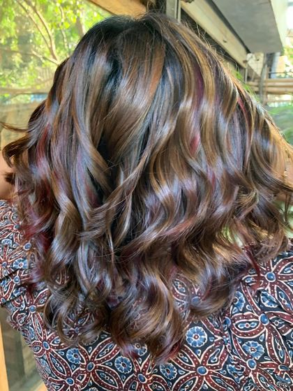 Plum, hazelnut, and chocolate. A summer cool transformation with delicious hues. This is a non-bleach color. (No filter)