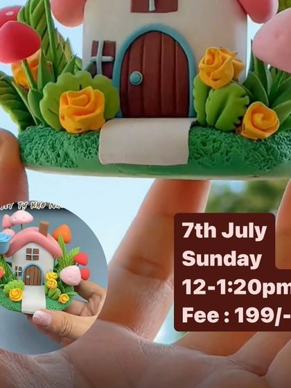 Our workshop poster with all the details: date, time, and fee for the online miniature clay class.