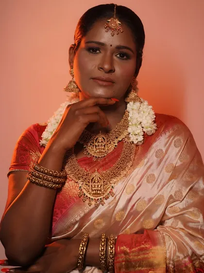 The TBO Signature Look on a South Indian bride. This look is all about next-generation trends, combining flawless skin with techniques that stay ahead of the curve.