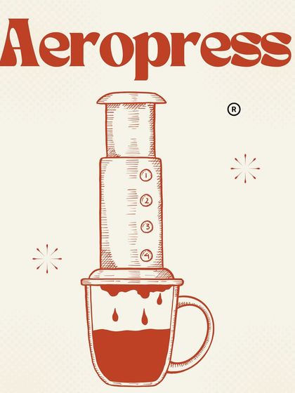 An illustration of the Aeropress, a favorite among coffee enthusiasts and travelers for its ease of use and consistent results.