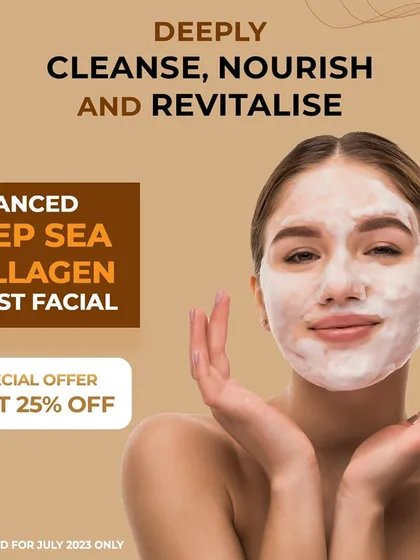 Unleash the power of the ocean with our Advanced Deep Sea Collagen Boost Facial. This revitalizing treatment is now available at a special 25% discount for July.