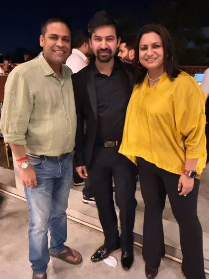 With senior colleagues. They say seniors can't be your friends, but I believe the opposite is true. I am glad to share happy times with them.