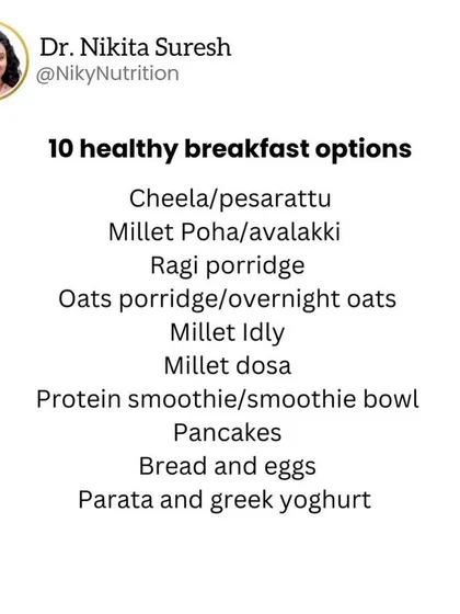 Here are 10 healthy Indian breakfast options. From poha and ragi porridge to cheela and millet dosa, traditional Indian breakfasts can be incredibly nutritious and satisfying.