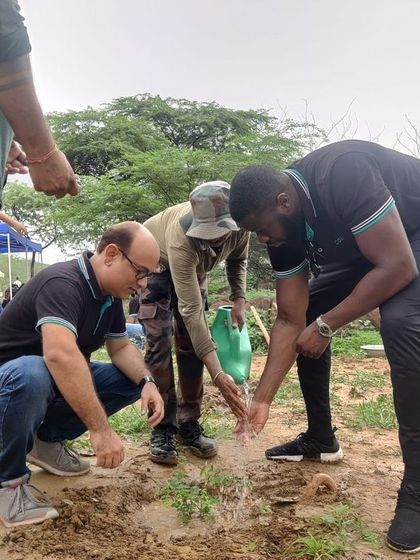 The leadership team from Colt Technology Services gets involved, planting saplings alongside their employees and our on-ground team.