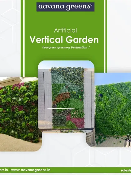 A collage showcasing the variety of our artificial vertical garden installations. From complex patterns to simple green walls, we provide an evergreen greenery destination for any space.
