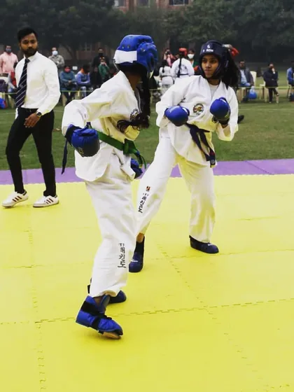 Sparring, or Matsogi, is essential for learning to stay calm and react effectively under pressure. This is a moment from a competitive match between two of my students at a state championship.