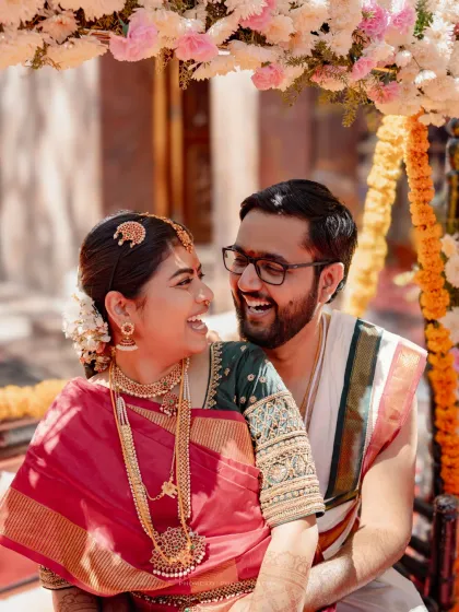 Laughter and love on the 'oonjal' or wedding swing, a beautiful and fun tradition in many South Indian weddings.