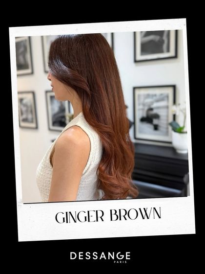 Earthy, radiant, and unforgettable. This is our Ginger Brown hair colour, a unique shade that is both warm and sophisticated, expertly applied by our Art Director.