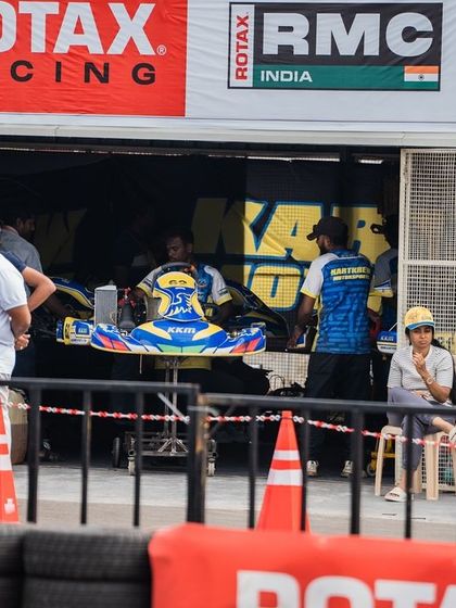 Our pit garage at the RMC India, with the kart ready for action.