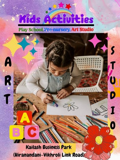 A child is deeply focused on her drawing in our art studio. With a variety of crayons and pencils available, our space is designed to be an open campus for creativity, helping children develop essential skills like critical thinking and problem-solving.