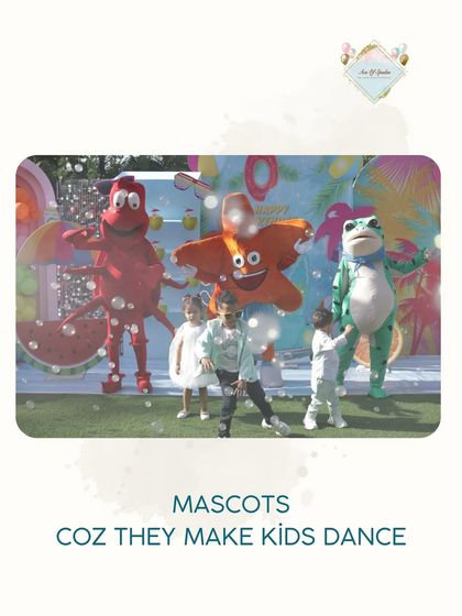 Mascots are a fantastic way to get the kids excited and dancing. At this pool party, underwater characters joined the fun, interacting with the children and leading the dance party.