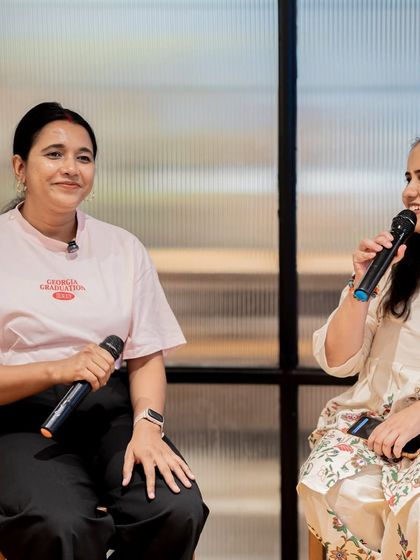 A guest speaker, Dr. Urwashi, talks about oral hygiene at our special Women's Day event. We believe in blending art with social awareness.