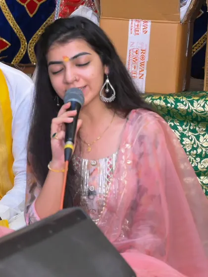 Singing during the Shrimad Bhagwat Katha at Paramhans Ashram in Vrindavan. It was a blessing to perform in such a holy and serene environment.