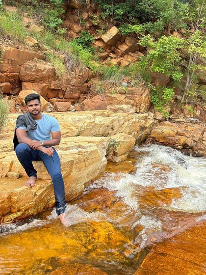Dipping my feet in the cool stream. These small natural spots are great for a refreshing stop.
