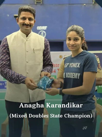 State champion Anagha Karandikar being felicitated for her achievements.