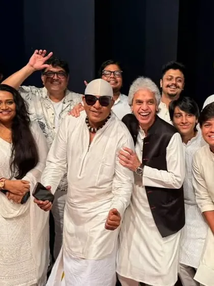 A happy group photo from Abbaji's Gurupurnima 2024. Being surrounded by such incredible talent, including Shivamani sir and my Guru ji, is truly humbling.