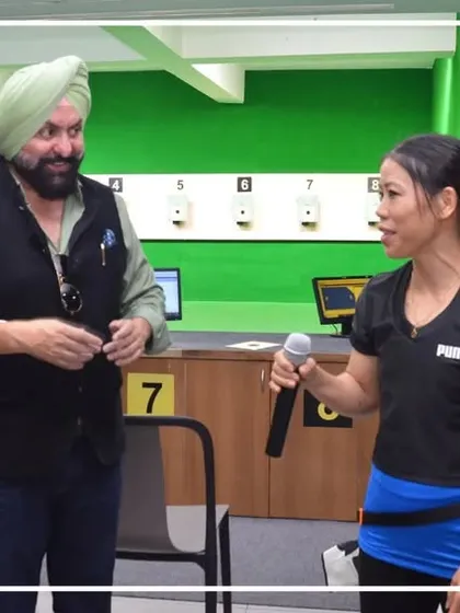 Mary Kom addresses our shooters, with Khel Ratna awardee and our mentor Ronjan Sodhi by her side. We bridge the gap between legends and the next generation.