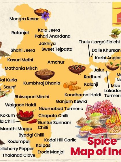 This beautiful spice map of India shows the incredible diversity of flavours our country has to offer. I draw inspiration from these authentic, regional spices to make my pickles and snacks truly special.