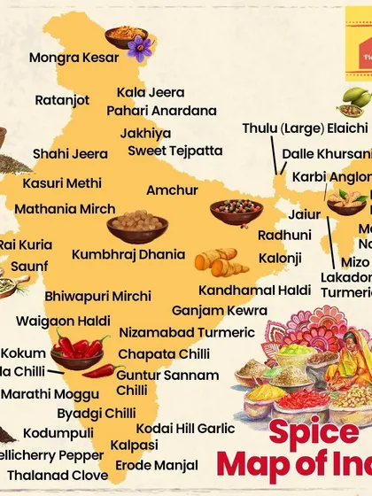 This beautiful spice map of India shows the incredible diversity of flavours our country has to offer. I draw inspiration from these authentic, regional spices to make my pickles and snacks truly special.