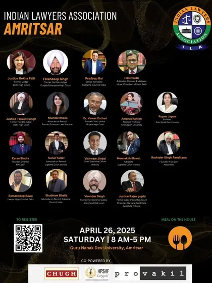 The official speaker lineup for the Indian Lawyers Association conference in Amritsar. I was grateful for the opportunity to share my perspective on the jurisprudence of speedy trials.