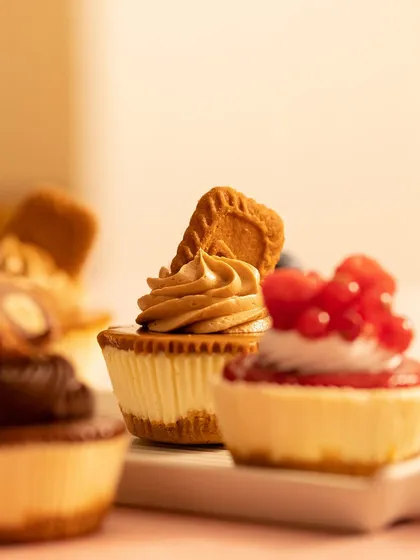 A beautiful shot of my Lotus Biscoff mini cheesecake, part of my special Rakhi menu. It’s a delicious way to celebrate your bond.