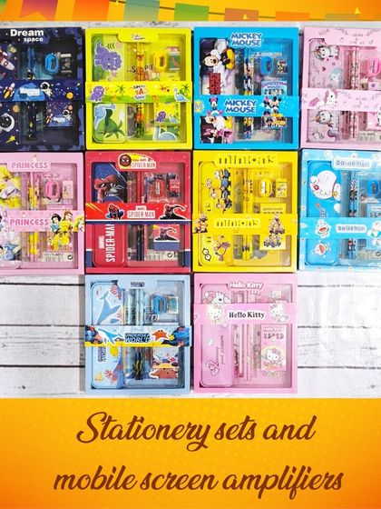 This gift combo pairs a fun character stationery set with a mobile phone screen amplifier, which enlarges the screen for a better viewing experience.