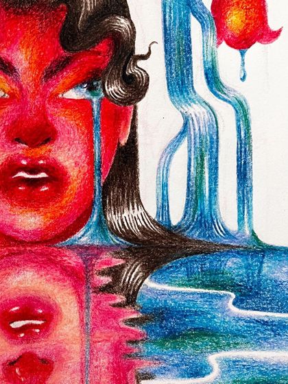 Detail of the reflection in the water from the 'fountain' drawing.
