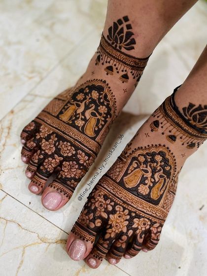 Here is a collection of my bridal feet designs. You can see the variety from full traditional patterns with elephants and peacocks to more modern floral and geometric styles.