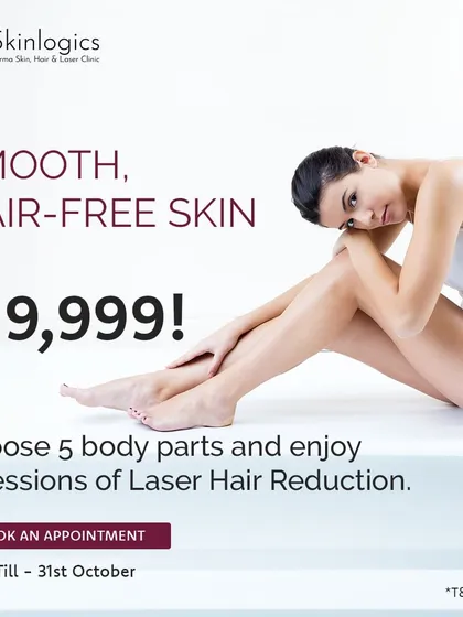 My customizable laser hair reduction package allows you to choose any five body parts for treatment. This offer includes six sessions and is designed to provide a comprehensive, long-term solution for smooth, hair-free skin.