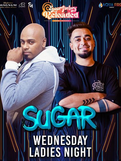 A flyer for a 'Sugar Wednesday Ladies Night'.