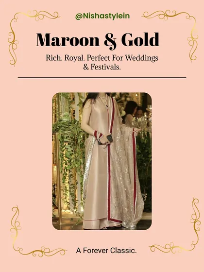 A forever classic: Maroon and Gold. This rich, royal combination is perfect for weddings, festivals, and any grand celebration.