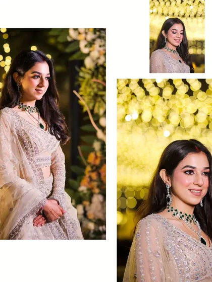 More beautiful portraits of the reception bride, playing with creative framing and the magical, out-of-focus lights in the background.