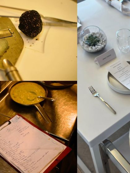 Another view of the prep list and truffle, emphasizing the planning and premium ingredients that go into my menus.