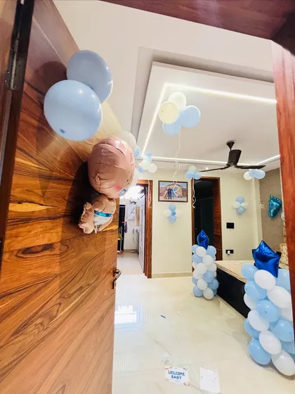 A view from the doorway of the 'Welcome Baby' room, creating a lovely surprise.