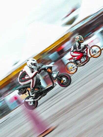 Two classic drag bikes, including a scooter-class racer, going head-to-head. Our event includes a wide range of categories, ensuring there's action for every type of enthusiast.