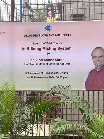 This banner marks the official launch of the trial run with the Delhi Development Authority (DDA). This partnership was crucial for implementing and validating my anti-smog system in a real-world urban setting, providing a credible solution for cleaner air in Delhi.