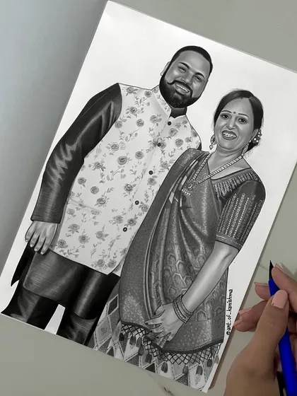 Another A4 couple portrait delivered to the same client. It's an honor to be trusted to create multiple pieces for a family, capturing the unique personalities of each couple.