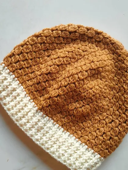 Another version of the Flora beanie, this time in a warm tan and cream. This pattern is available for free on my blog and is a great first hat project for beginners.