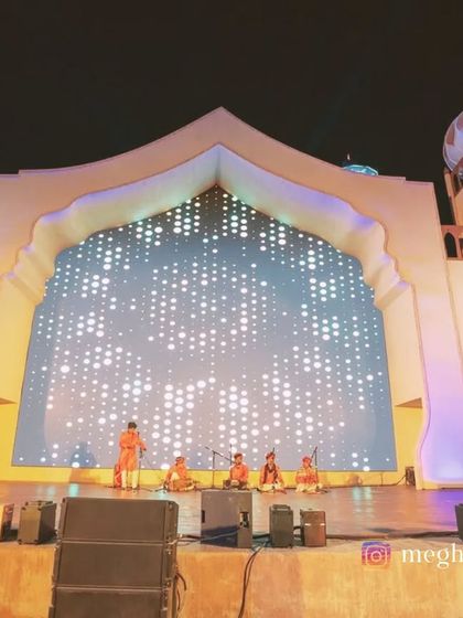 The magnificent stage at the Indian Pavilion in Riyadh, where our team performed for six months. This image captures the grandeur of the venue and the beautiful backdrop for our cultural showcase.