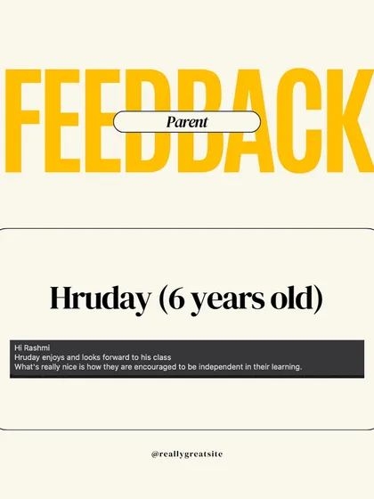 We love that Hruday looks forward to his class and that his parents notice how we encourage independent learning. Fostering that confidence is at the heart of what we do.