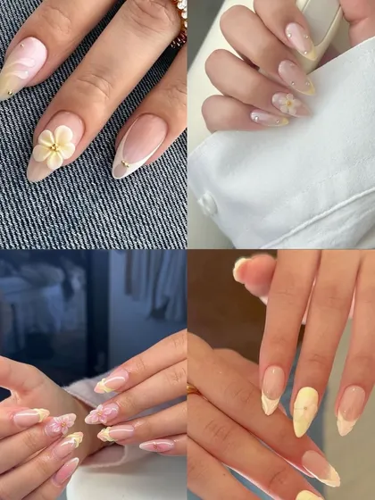 More inspiration for delicate 3D floral nail art, perfect for a soft and feminine look.