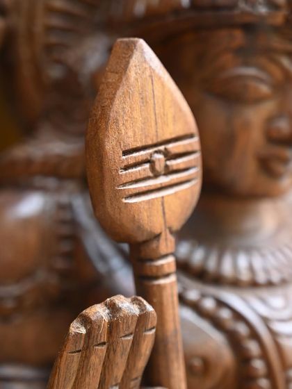 A close-up of the Vel (spear) from the 24-inch Murugan statue, a symbol of his divine power and wisdom.